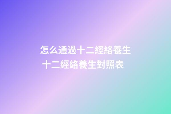 怎么通過十二經絡養生 十二經絡養生對照表